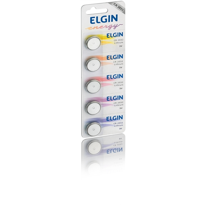bateria cr2032 c, 05 unidades lithium 3v elgin