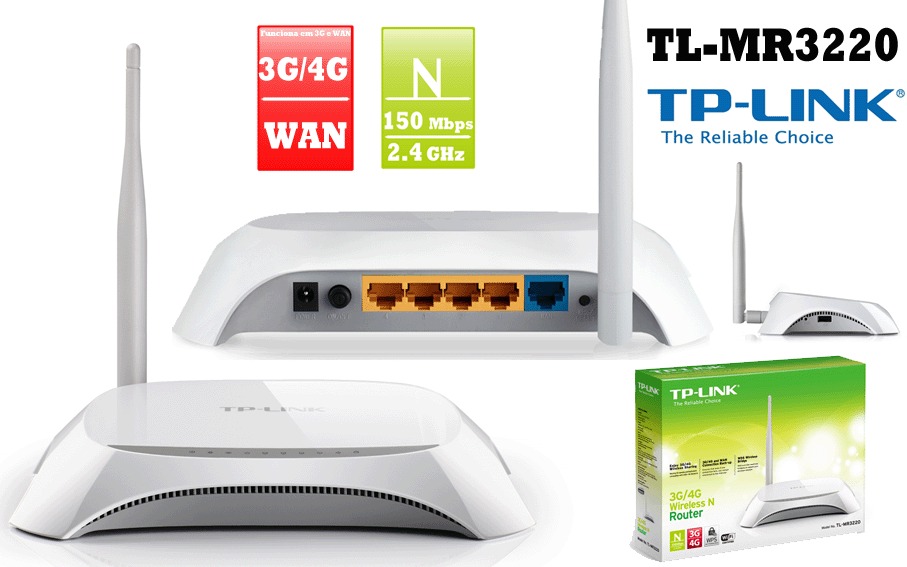 roteador wireless 3g, 4g tplink-tl-mr3220-150mbps