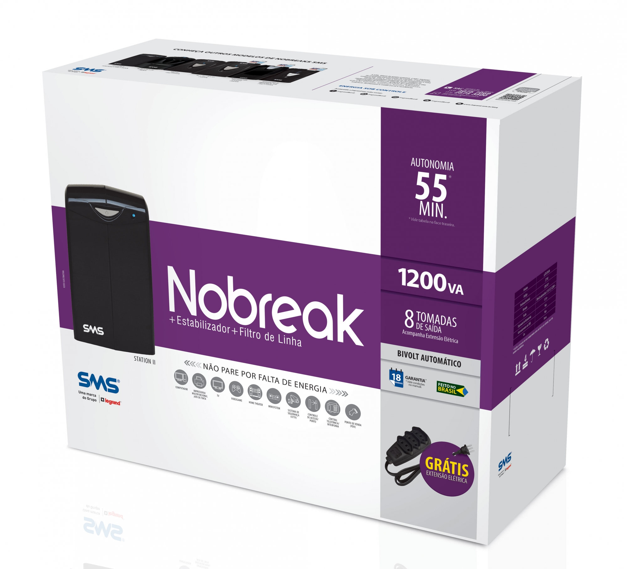 nobreak 1200va sms bivolt station ii