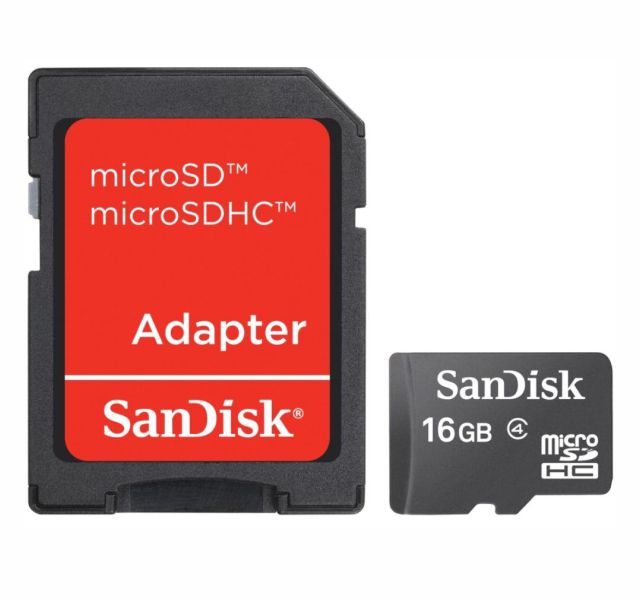 micro sd c, adaptador 16gb cl 4 sandisk