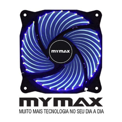 cooler mymax fan storm 2 led azul cor preta - myc fc-12025-33-bl