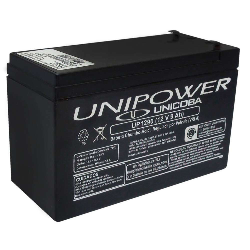 bateria selada 12 v 9.0 ah estacionaria unipower