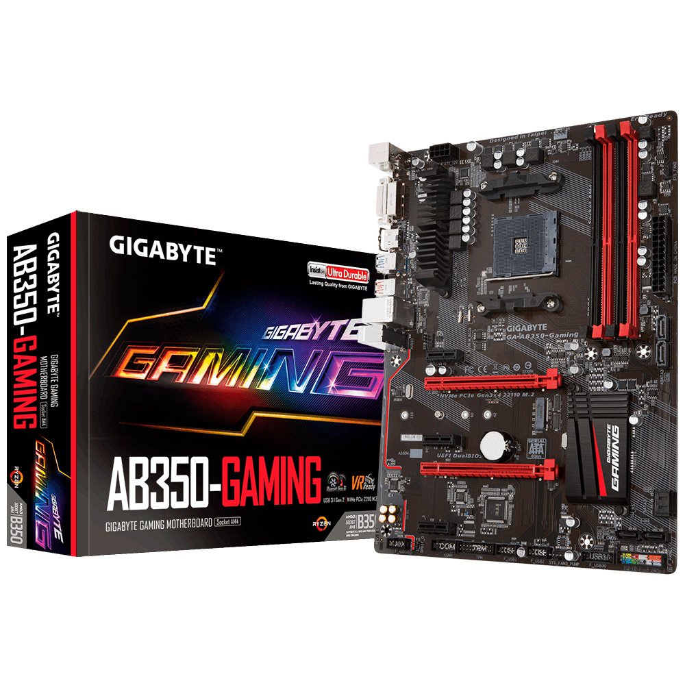 placa me gigabyte ryzen amd am4 atx ga- ab-350 gaming ddr 4
