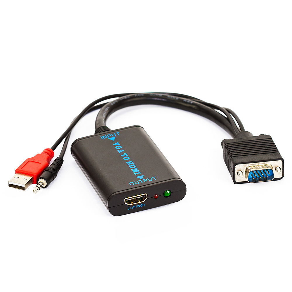 conversor vga para hdmi c, audio usb-rohs