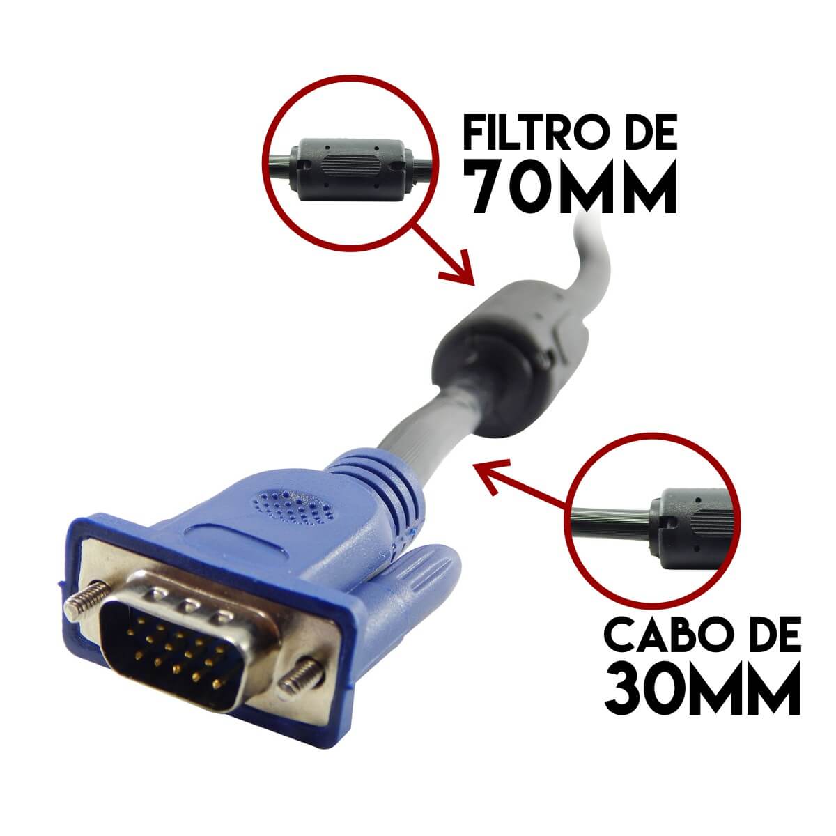 cabo vga p,  monitor 15 mts c, filtro exbom