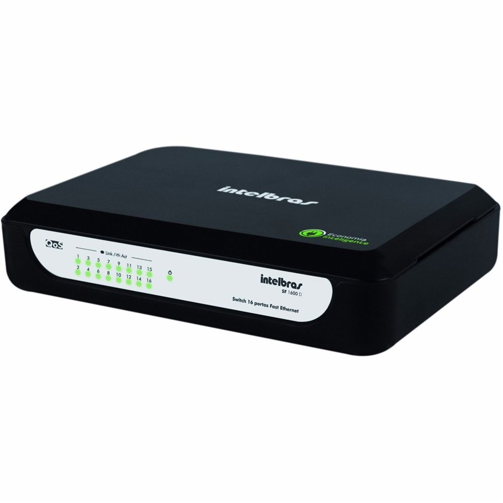 switch 16 portas 10, 100 mbps intelbras-sf 1600-q+