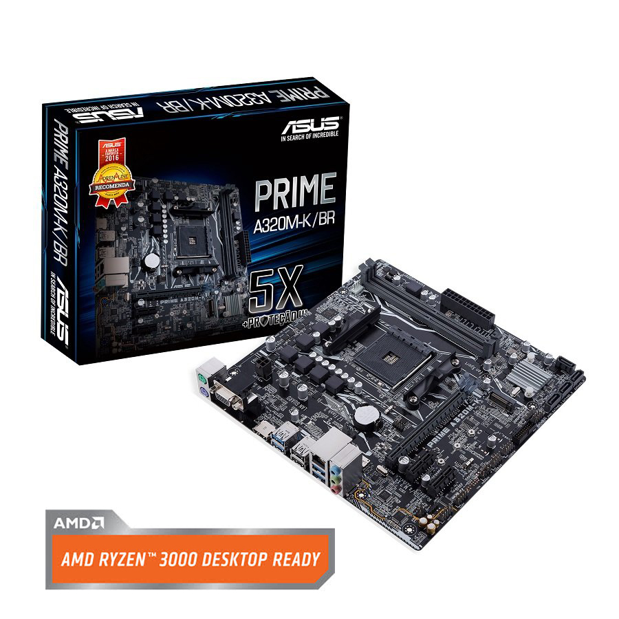 placa mae am4 asus prime a320m-k, br-amd-ryzen ddr4