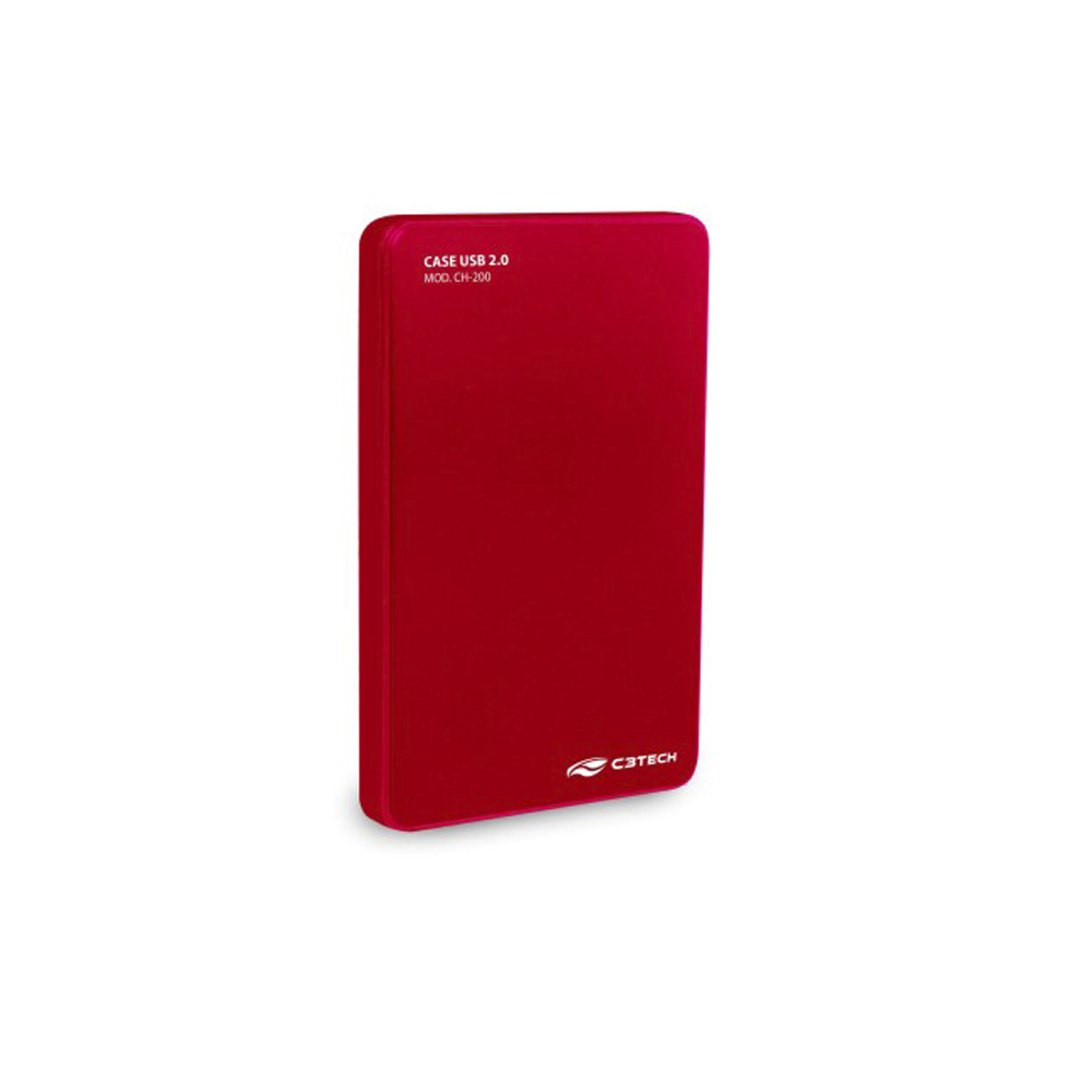 gaveta c3-tech para hd externo 2.5 sata ch-200rd vermelha