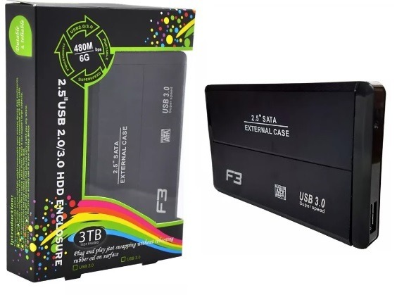 gaveta externa p,  hd 2,5 usb sata 2.0, 3.0 -f3