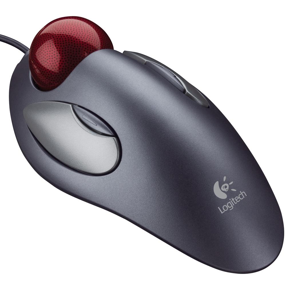 mouse optico usb trackman marble logitech cinza