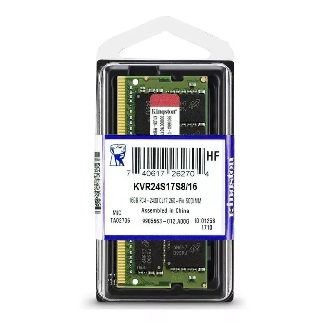 memoria ddr4 2400 16gb p, notebook kingston