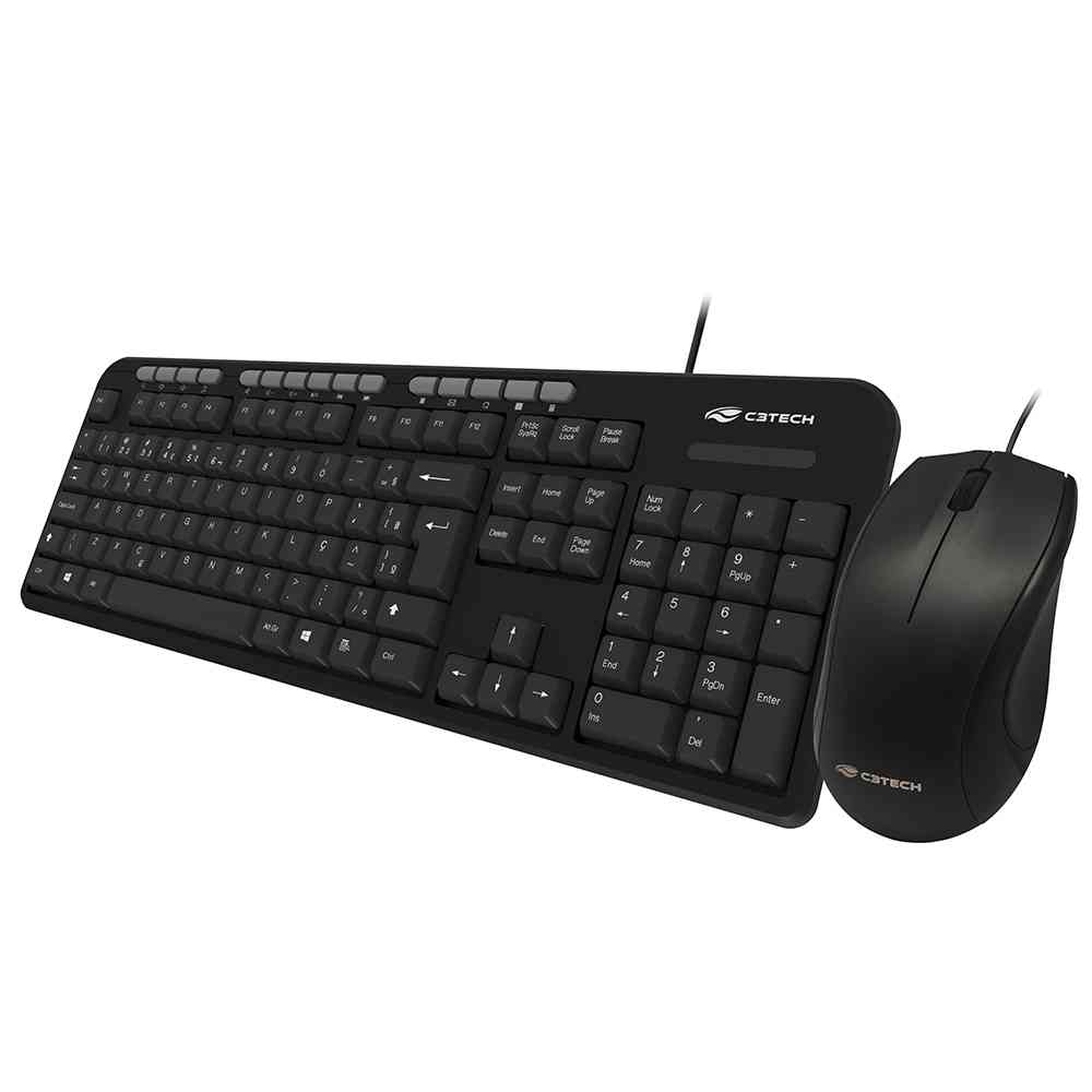 kit tec ,  mouse c, fio kt-100 c3tech preto