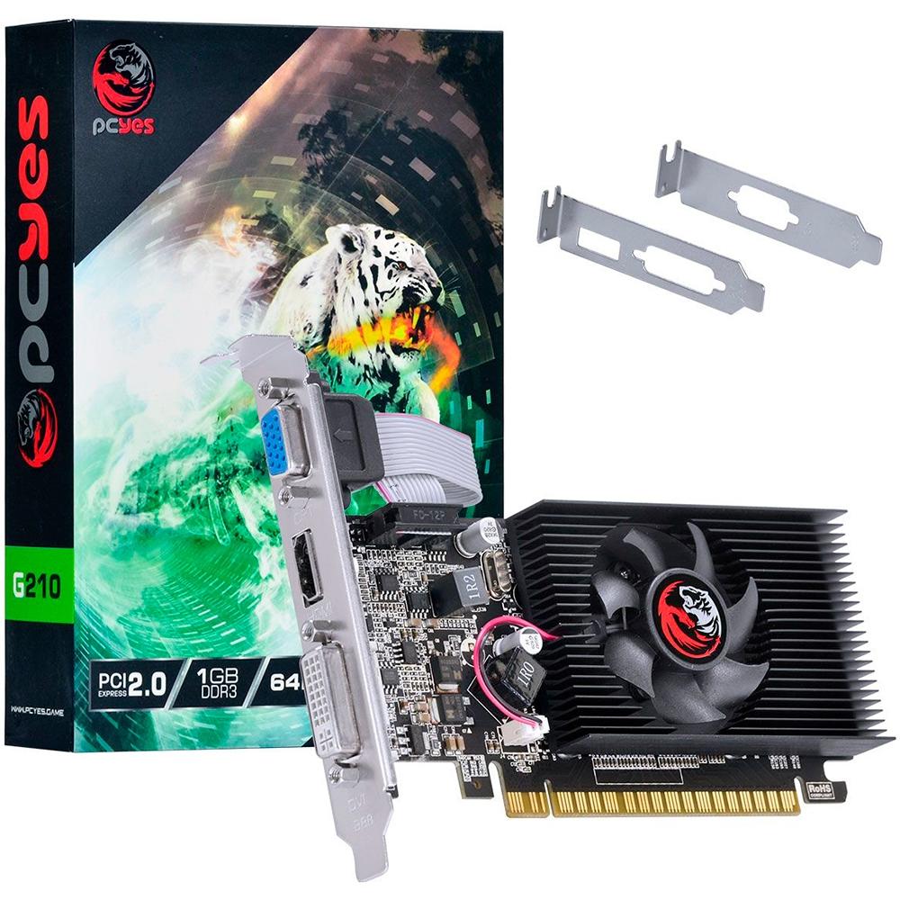 placa de video vga pci-e 1gb pcyes geforce-g210 64bits ddr3