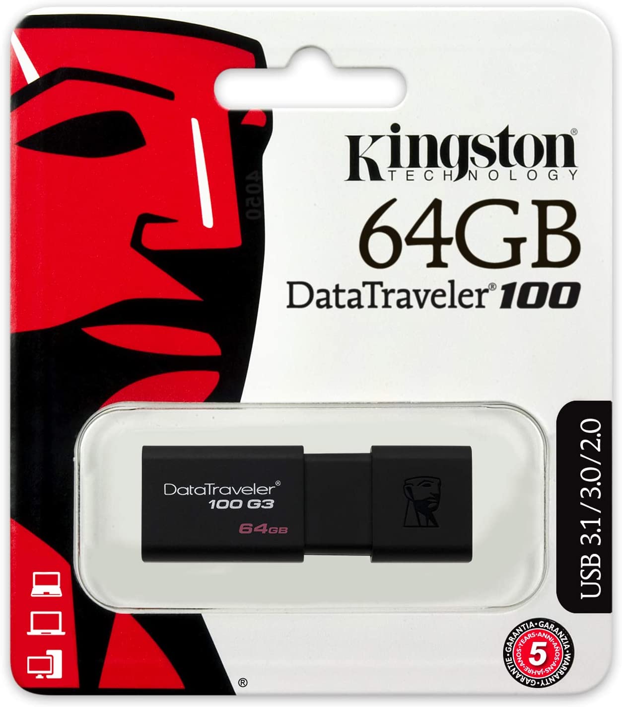 pen drive 64 gb kingston-dt100- usb 3.1  3.0  2.0