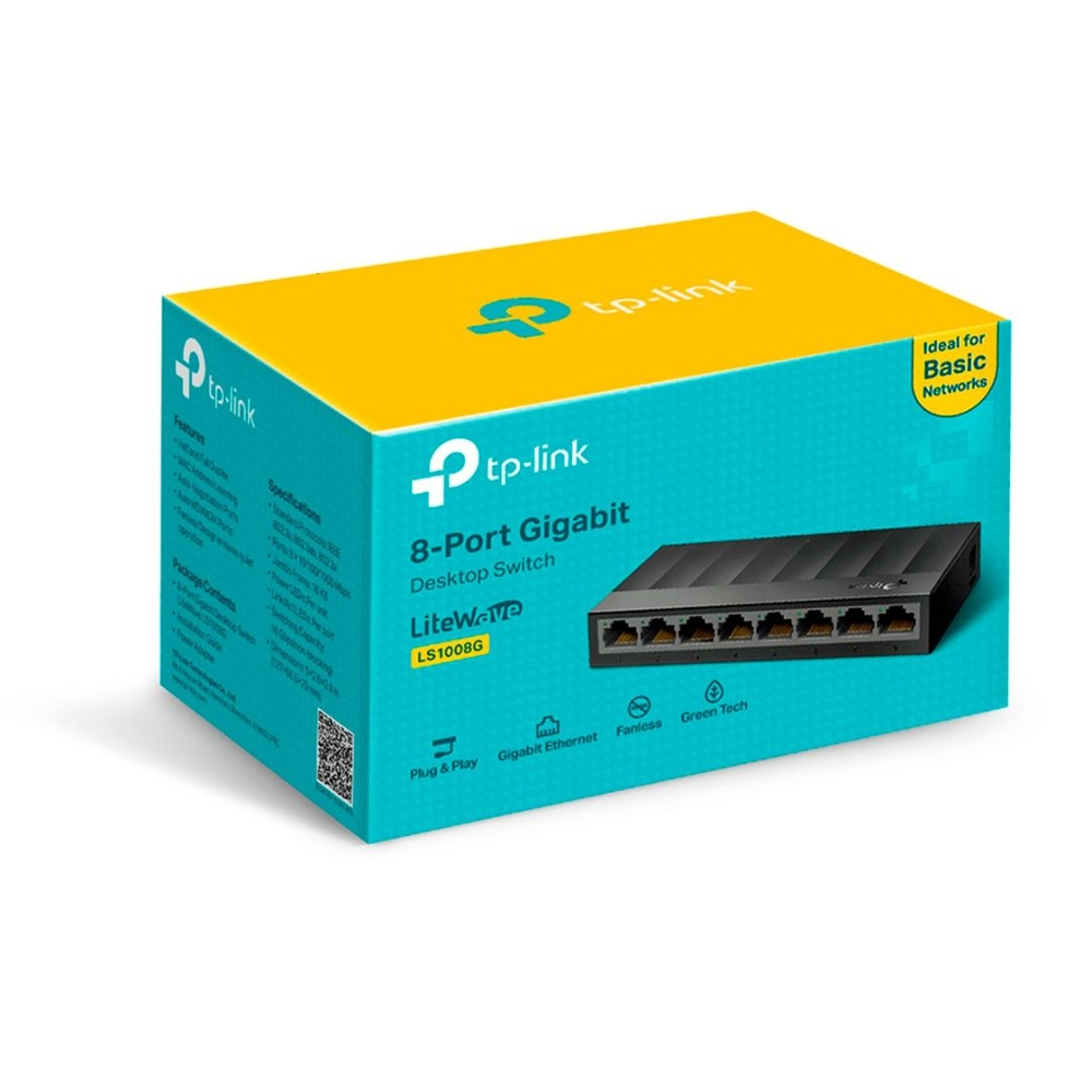 switch 8 portas gigabit tp-link-10, 10, 1000-ls1008g