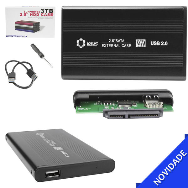 gaveta p, hd ext 2,5 usb 2.0 -lotus preto