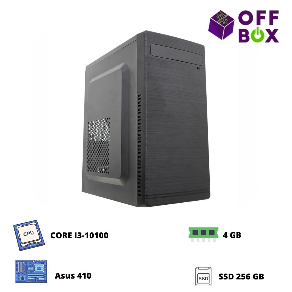 desktop offbox corp i3-10100 asus 410, 4gb, ssd256gb