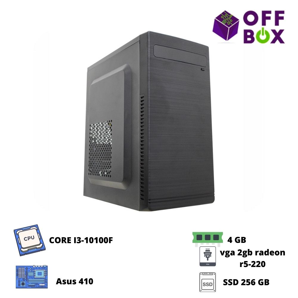 desktop offbox corp i3-10100f asus 410, 4gb, ssd256g
