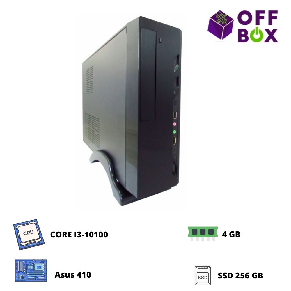 desktop offbox corp s i3-10100 asus 410, 4gb, ssd256