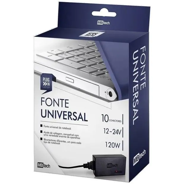 fonte universal p, notebook 12v, 24v 120w gb54100 mb