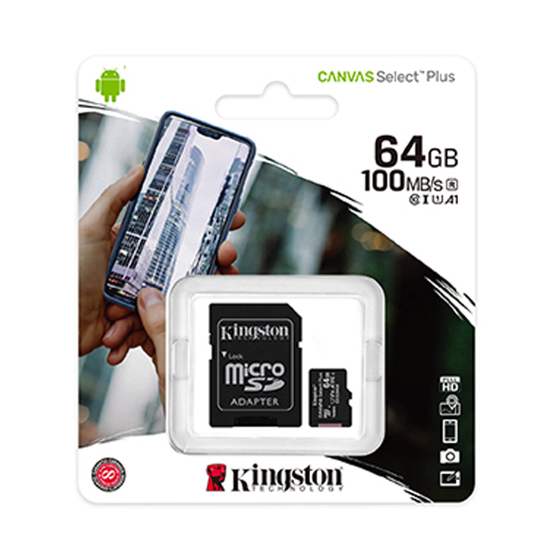 micro sd c, adaptador 64gb cl10 kingston sdcs2, 64gb