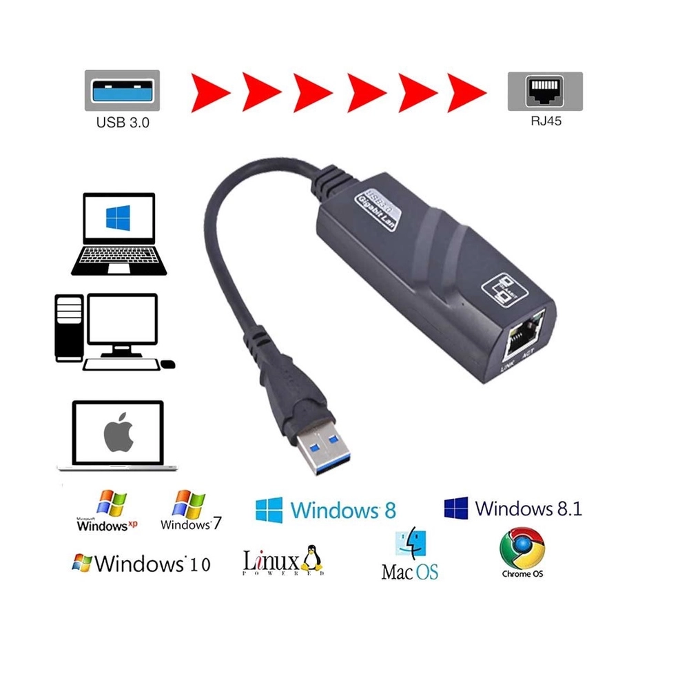 adaptador de rede usb 3.0 p,  rj45 10, 100, 1000mbps