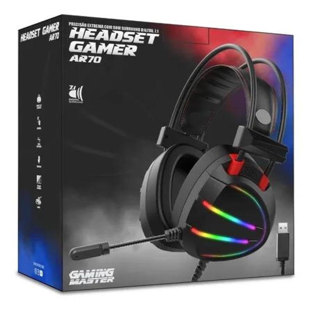 fone+mic gamer-headset usb-ar70 k-mex preto