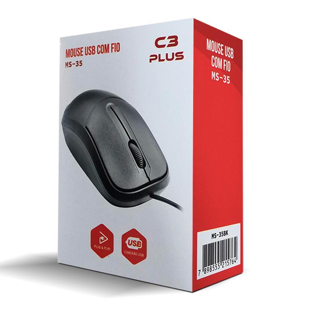 mouse optico usb ms-35bk c3tech preto
