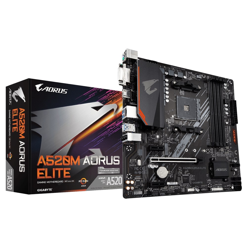 placa mae am4 gigabyte a520m aorus elite amd-ryzen