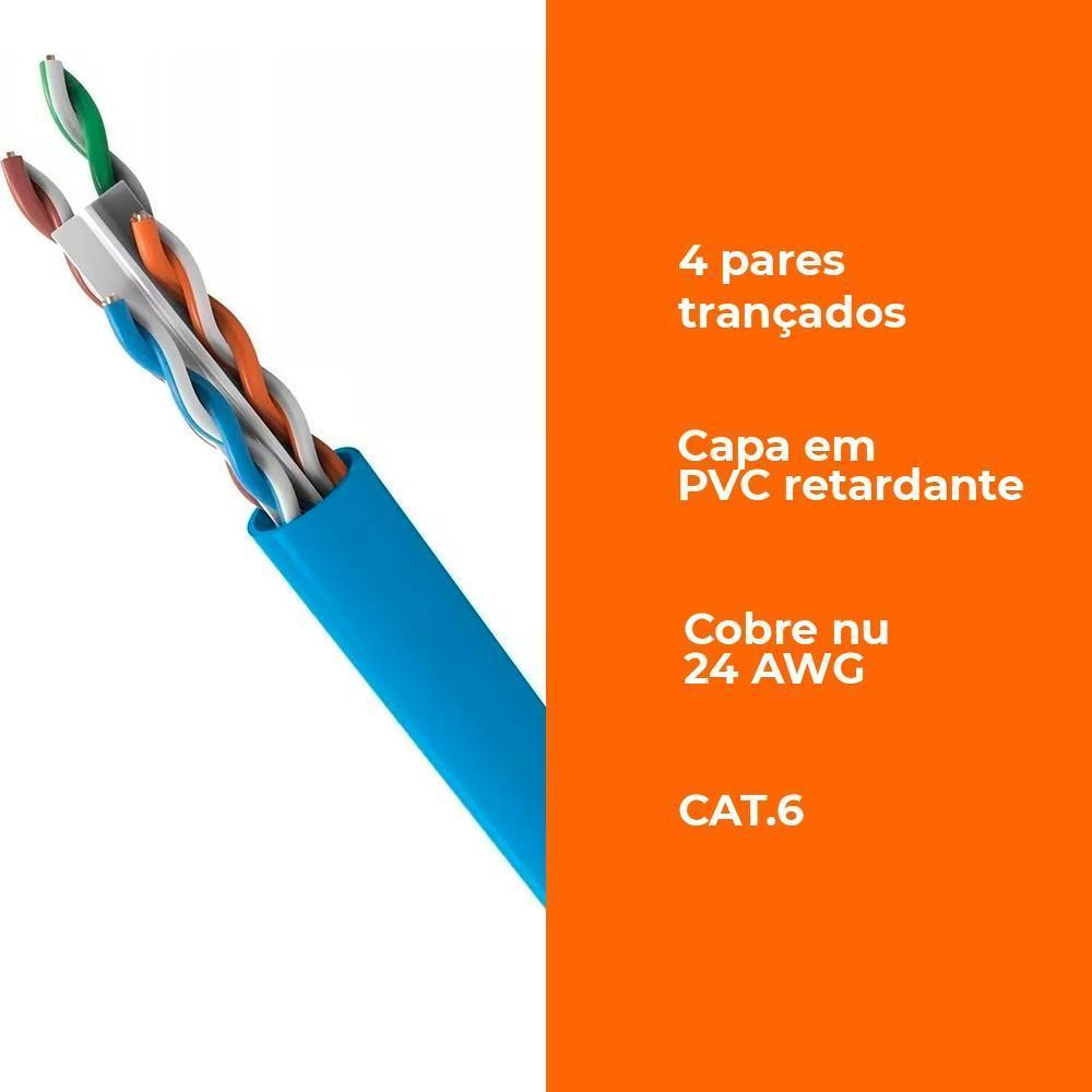 cabo de rede cat6 305m 24awgx4p azul sohoplus