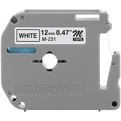 fita brother m-231 12mm 8 metros preto e branco