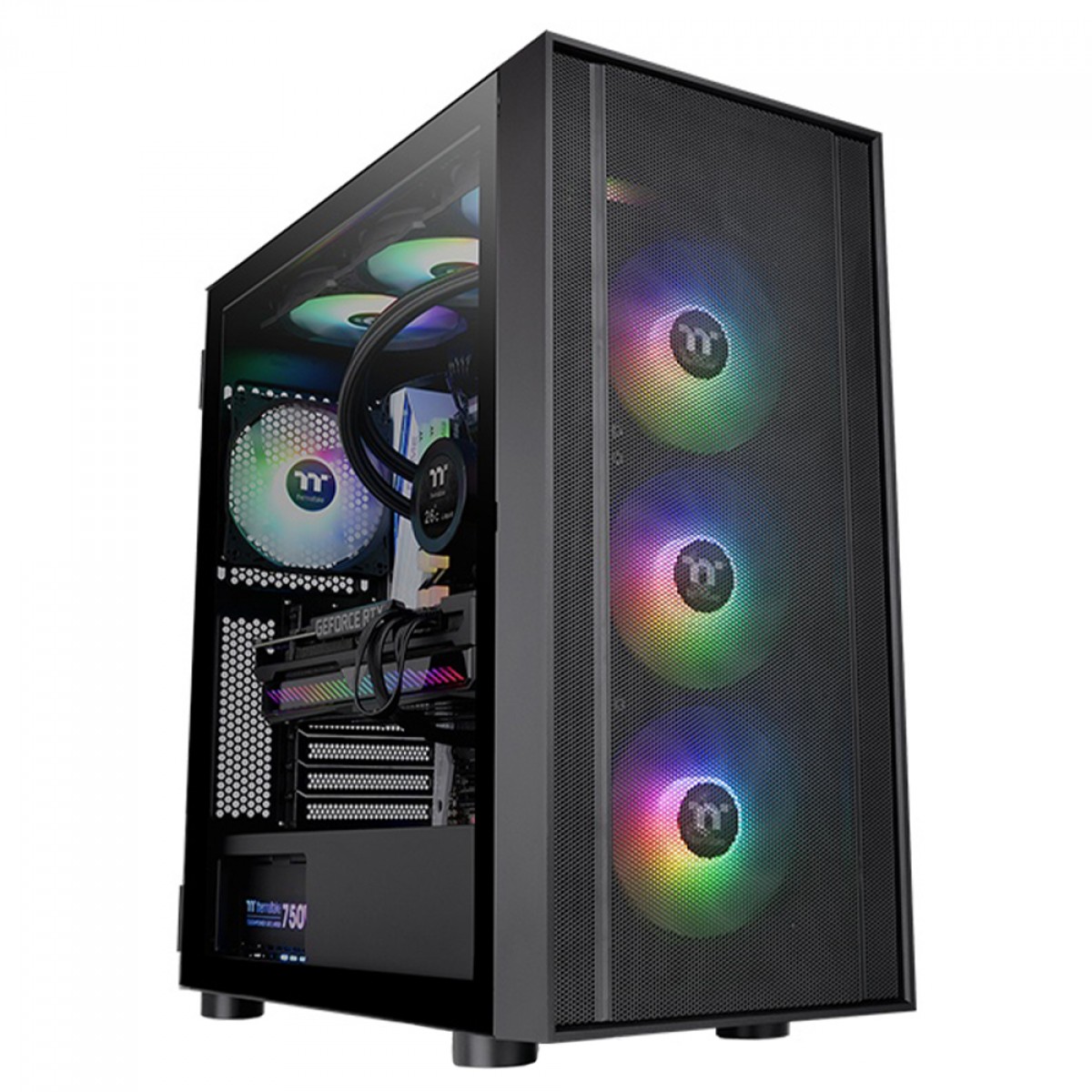gabinete thermaltake gamer h570tg rgb preto