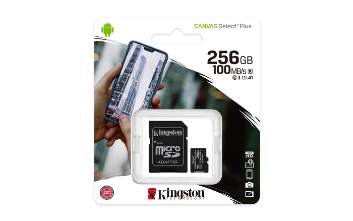 micro sd c, adaptador 256gb cl10 kingston sdcs2, 256