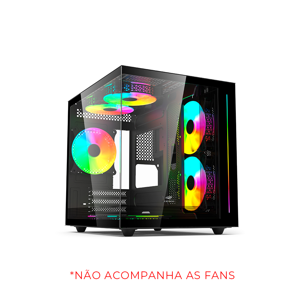 gabinete c3tech gamer aquarius mt-810bk preto