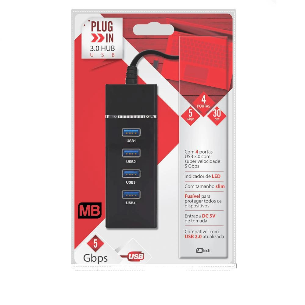 hub usb 4 portas 3.0  mbtech gb54375
